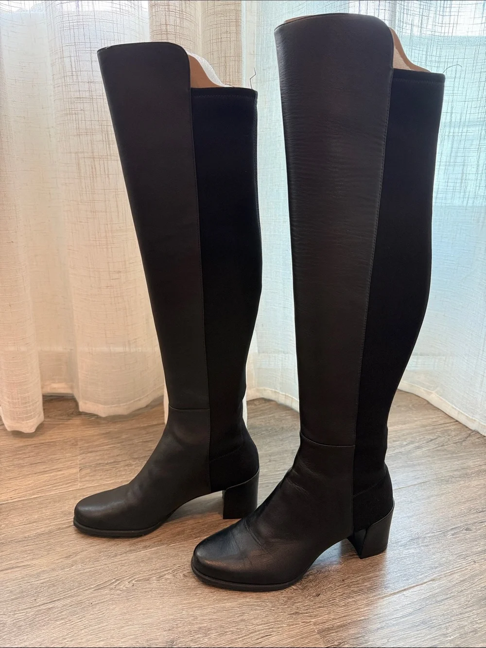 Stuart Weitzman Tall Black Leather Over-the-Knee Boots